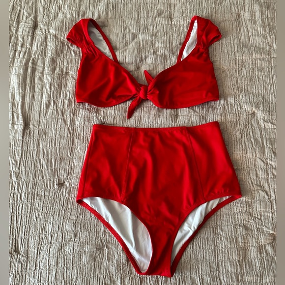 Reformation Red Monte Carlo Top bottom Swimsuit Set *Rare* - Picture 2 of 5